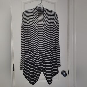 Alessandro Miele Italy Wool Blend Drape Front Striped Black & White Sweater